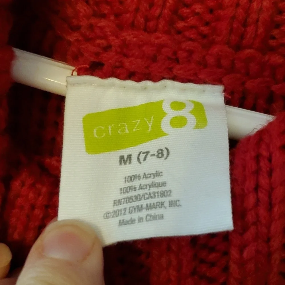 Crazy 8 Girls Red Short Sleeve Sweater Dress Size 7-8‎
